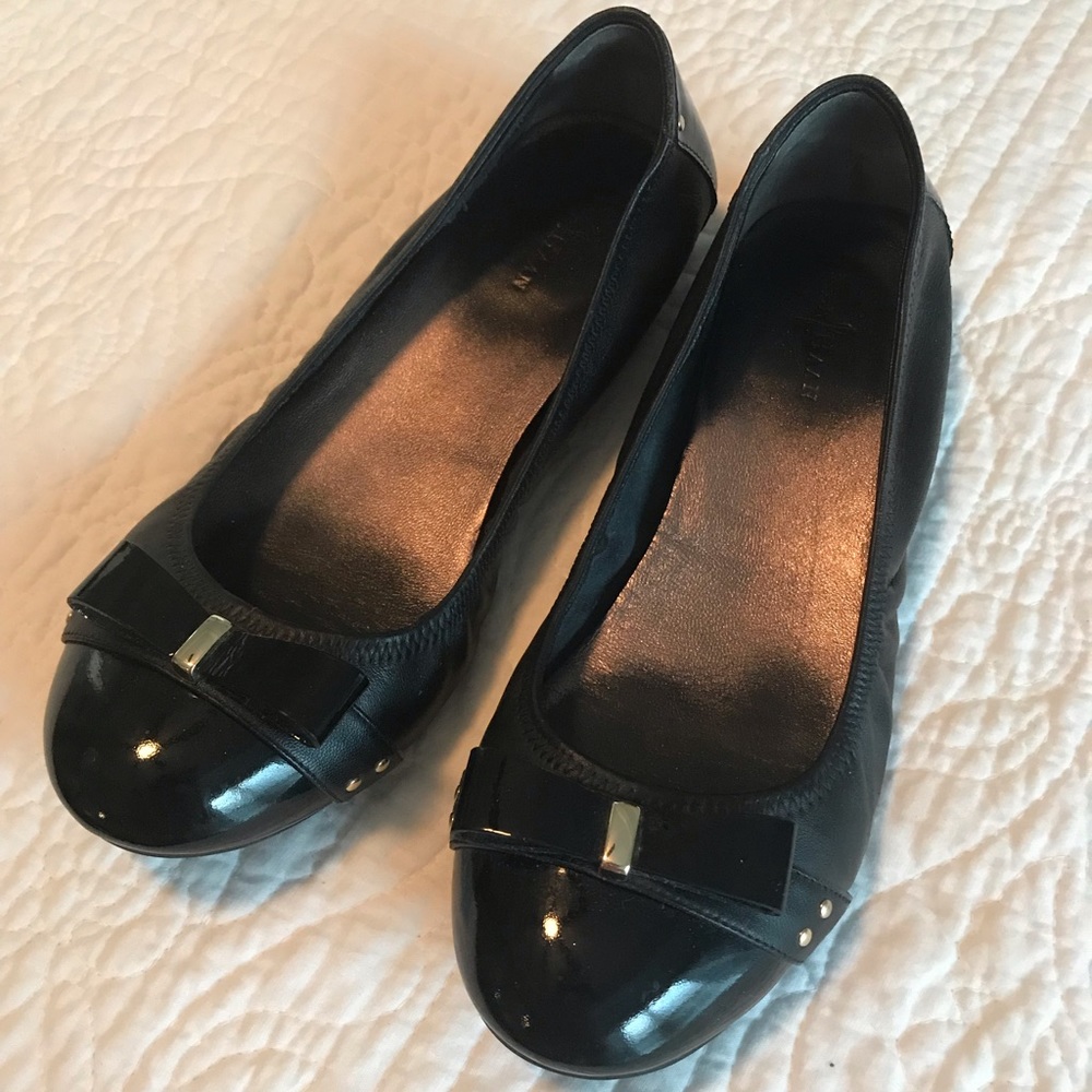 Cole Haan Women’s Black Leather Flats with Bow